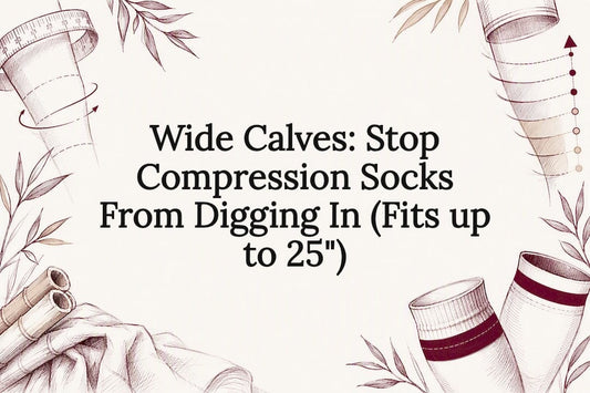 Decorative wide-calf compression sock title card