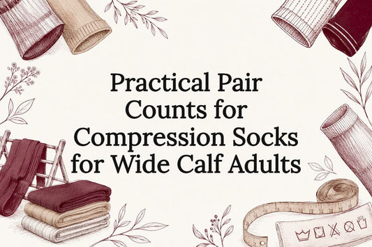 Decorative compression sock pair-count title card